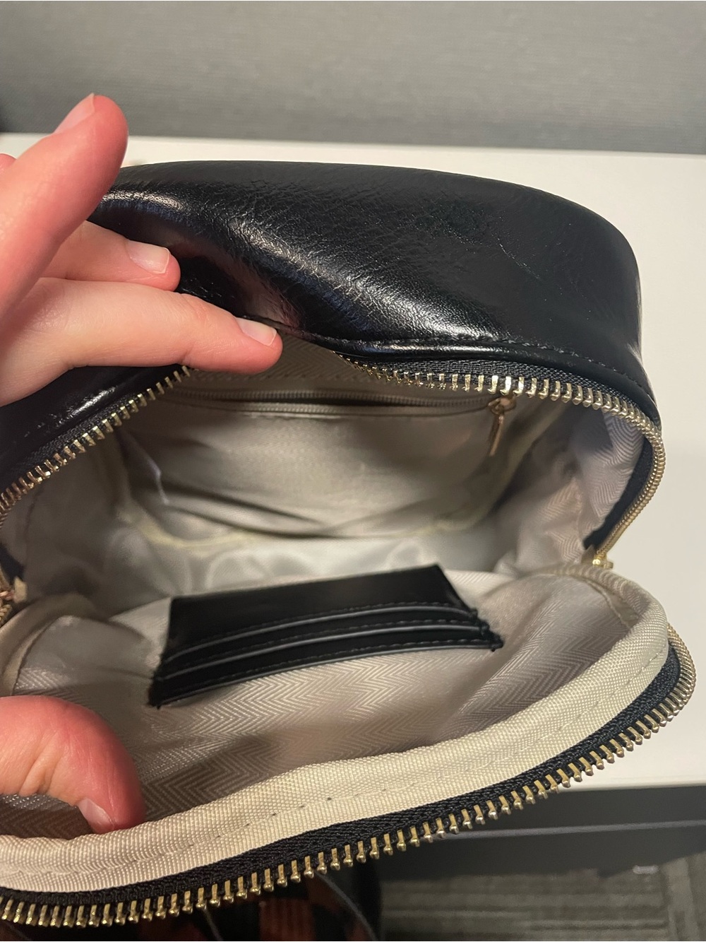 Higton & Company Women’s Black Leather Crossbody Bag with Gold Zip - Picture 12 of 13